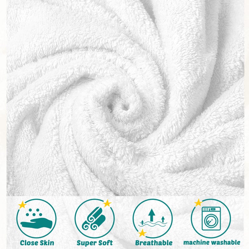 Chumia 6 Pack Baby Bath Towel Coral Fleece Soft Absorbent Newborn Hooded Towel for Kid 30 x 30 Inch Toddler Bath Blanket for Babies Infant Shower Gift(White) - Image 3